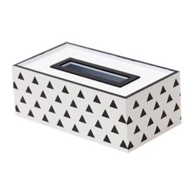 Wooden Tissue Box Fashion Tissue Paper Cover Tissue Holder [Black Triangle]