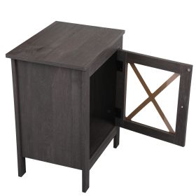 Set of 2 Nightstand, Bedside Furniture with X-Shaped Door, Bedroom End Table,Deep Gray