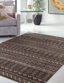 AmbBrown, Natural and Ivory Area Rug 5x8
