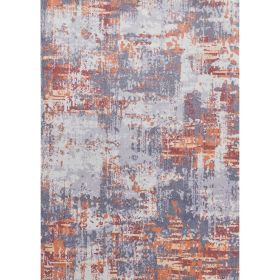 ZARA Collection Abstract Design Grey Brown and Rust Machine Washable Super Soft Area Rug