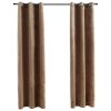 Blackout Curtains with Rings 2 pcs Beige 37"x95" Velvet