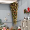 6ft Upside Down Hanging Quarter Tree, Christmas tree hanging from the ceiling, Xmas Tree with 300 LED Warm White Lights, 600 Lush Branch Tips