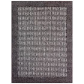 Traditional Faux Sisal Border Gray Indoor Living Room Area Rug, 5' x 7'