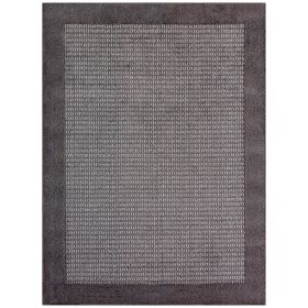 Traditional Faux Sisal Border Gray Indoor Living Room Area Rug, 5' x 7'