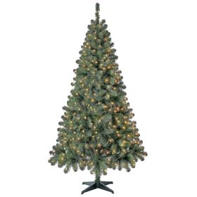 6.5 ft Pre-Lit Madison Pine White Artificial Christmas Tree, Multi-Color Incandescent Lights