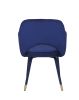 Applewood Accent Chair; Ocean Blue Velvet & Gold