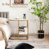 2-Tier C-Shaped Side Table with Faux Marble Tabletop and Golden Steel Frame