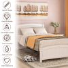 Wood Platform Bed with Headboard; Footboard and Wood Slat Support; White RT