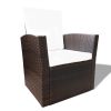 4 Piece Patio lounge set with Cushions Poly Rattan Brown