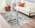 Shifra Luxury Area Rug in Gray with Silver Abstract Design