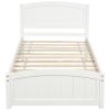 Wood Platform Bed with Headboard; Footboard and Wood Slat Support; White RT