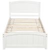 Wood Platform Bed with Headboard; Footboard and Wood Slat Support; White RT