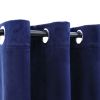 Blackout Curtains with Rings 2 pcs Navy Blue 37"x63" Velvet