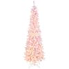 7 Feet Pre-Lit Snow Flocked Hinged Pencil Christmas Tree with 300 Lights and 8 Modes