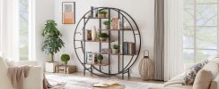 Round 5-Tier Metal Plant Stand bookcase storage rack;  Indoor Living Room Terrace Garden Balcony Display Stand