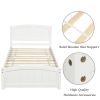 Wood Platform Bed with Headboard; Footboard and Wood Slat Support; White RT