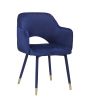 Applewood Accent Chair; Ocean Blue Velvet & Gold