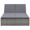 Double Sun Lounger with Cushion Poly Rattan Gray