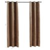 Blackout Curtains with Rings 2 pcs Beige 37"x95" Velvet