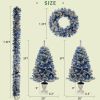 Pre-lit Xmas Tree Artificial Christmas 4-Piece Set,Garland, Wreath and Set of 2 Entrance Trees X-mas with LED Lights, Christmas Tree WL