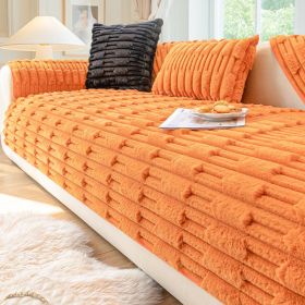 Winter Thickened Plush Seat Cushion, Anti Slip Sofa Cover (Option: Orange-70x90)