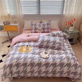 Home Fashion Simple Printing Cotton Bed Four-piece Set (Option: Thousand Seek Pink-1.8M)