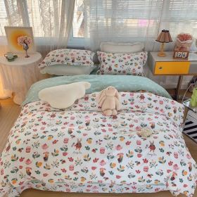 Home Fashion Simple Printing Cotton Bed Four-piece Set (Option: Mirai-1.5M)