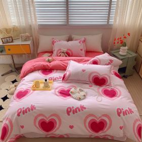 Home Fashion Simple Printing Cotton Bed Four-piece Set (Option: Heartwarming Moment-1.8M)