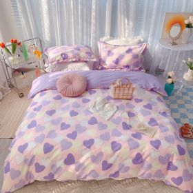 Home Fashion Simple Printing Cotton Bed Four-piece Set (Option: Romantic House-1.8M)