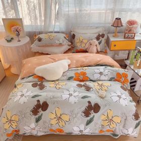 Home Fashion Simple Printing Cotton Bed Four-piece Set (Option: Blancmange-1.8M)