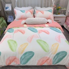 Home Fashion Simple Printing Cotton Bed Four-piece Set (Option: Colorful Feather-1.8M)