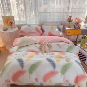 Home Fashion Simple Printing Cotton Bed Four-piece Set (Option: Sacred Feather-1.8M)