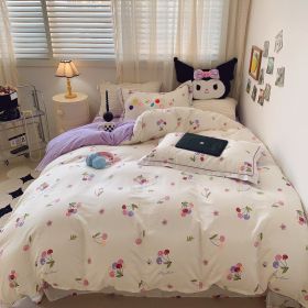 Home Fashion Simple Printing Cotton Bed Four-piece Set (Option: Cherry Marbles-1.8M)
