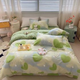 Home Fashion Simple Printing Cotton Bed Four-piece Set (Option: Smile Pepsi-1.8M)