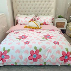 Home Fashion Simple Printing Cotton Bed Four-piece Set (Option: Little Love Song-1.8M)