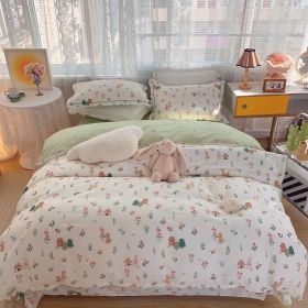 Home Fashion Simple Printing Cotton Bed Four-piece Set (Option: Small Freshness-1.8M)