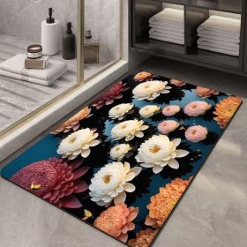 Soft Diatom Ooze Floor Bathroom Absorbent Bathroom Step Mat Quick-drying Non-slip Toilet Door Mat (Option: Three Dimensional Flower 15-40X60cm35mm)