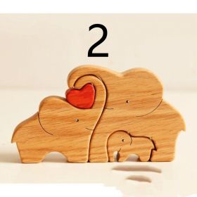 Wooden Zigsaw Puzzle Set Crafts (Option: 2 Elephants)