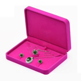 Flannel Jewelry Box Necklace Ring Earrings (Option: Rose Red Horizontal Mini Set-Set)