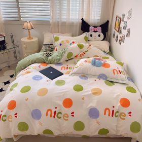Home Fashion Simple Printing Cotton Bed Four-piece Set (Option: Colorful Dots-1.8M)