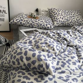 Washed Cotton Four-piece Bedding Set (Option: Leopard Print Gray-120cm)