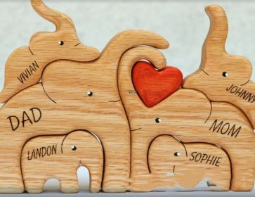 Wooden Zigsaw Puzzle Set Crafts (Option: 5 Elephants)