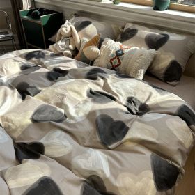 Washed Cotton Four-piece Bedding Set (Option: Chocolate-120cm)