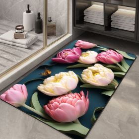 Soft Diatom Ooze Floor Bathroom Absorbent Bathroom Step Mat Quick-drying Non-slip Toilet Door Mat (Option: Three Dimensional Flower 06-40X60cm35mm)