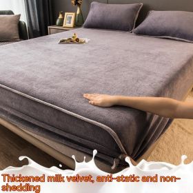 Fleece-lined Sheet Set Dust Cover (Option: 180x220cm-Thickened milk velvet grey)
