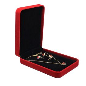 Flannel Jewelry Box Necklace Ring Earrings (Option: Big Red Vertical Open Mini Set-Set)