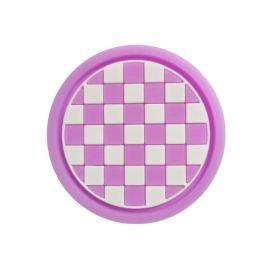 Cross-border Car Coaster A Large Number Of Spot Car PVC Heat Insulation Non-slip Mat Car Water Cup Mat (Option: Purple And White Plaid-1PC)
