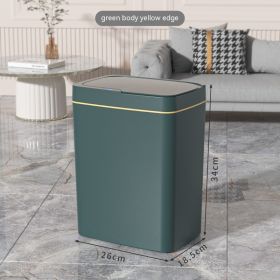 Polypropylene Smart Inductive Ashbin Kitchen With Lid Large Capacity (Option: Green-15L Battery Version)