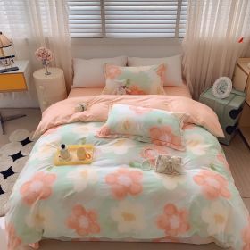 Home Fashion Simple Printing Cotton Bed Four-piece Set (Option: Autumn Fairytale-1.5M)
