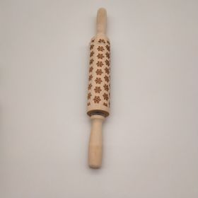 Christmas Reindeer Snowflake Pine Print Wooden Rolling Pin (Option: Small Snowflake-Small Size)